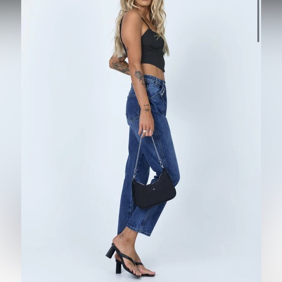 Princess Polly Asymmetric Exposed Button Fly Mid Wash Mom Jeans size 4 - Picture 3 of 4